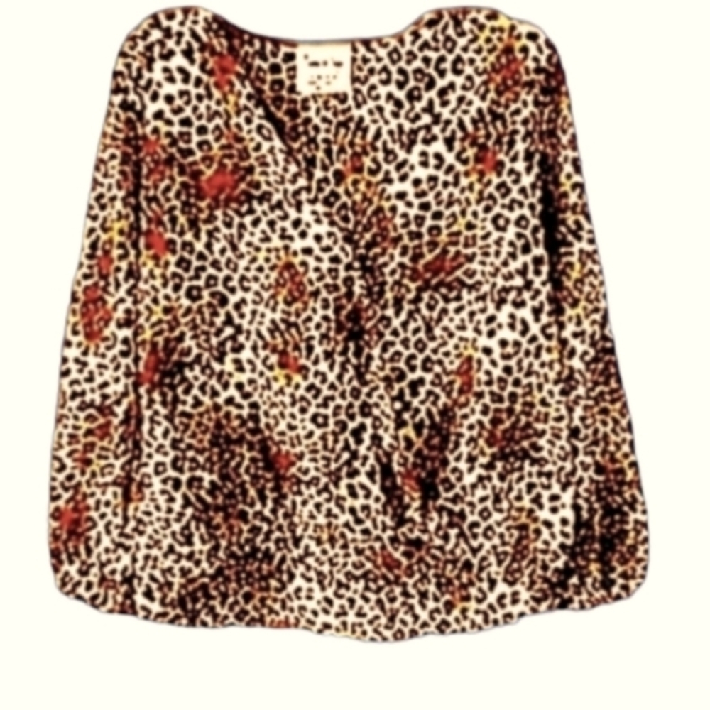 Sadie & Sage Med Surplus Leopard Print Long Sleeve Blouse